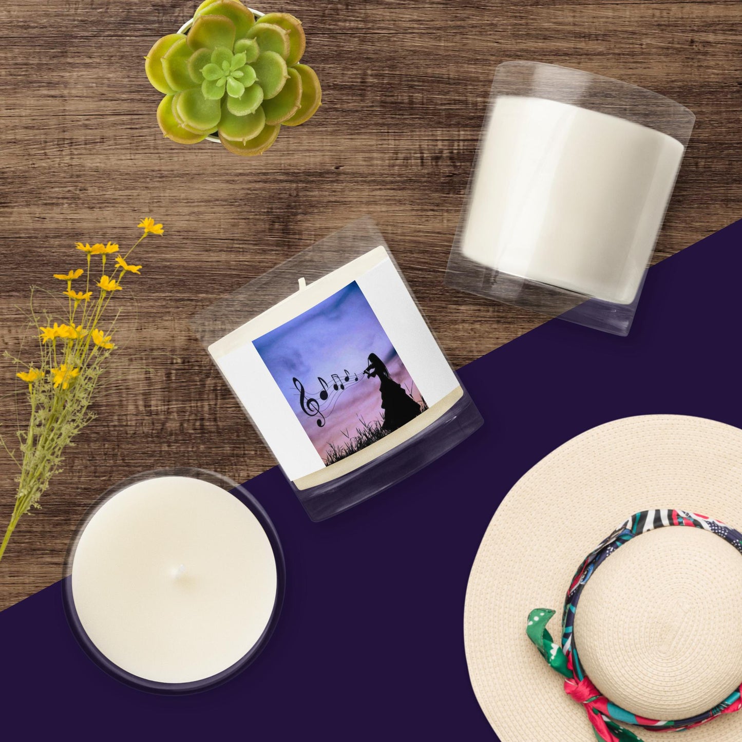 Glass jar soy wax candle