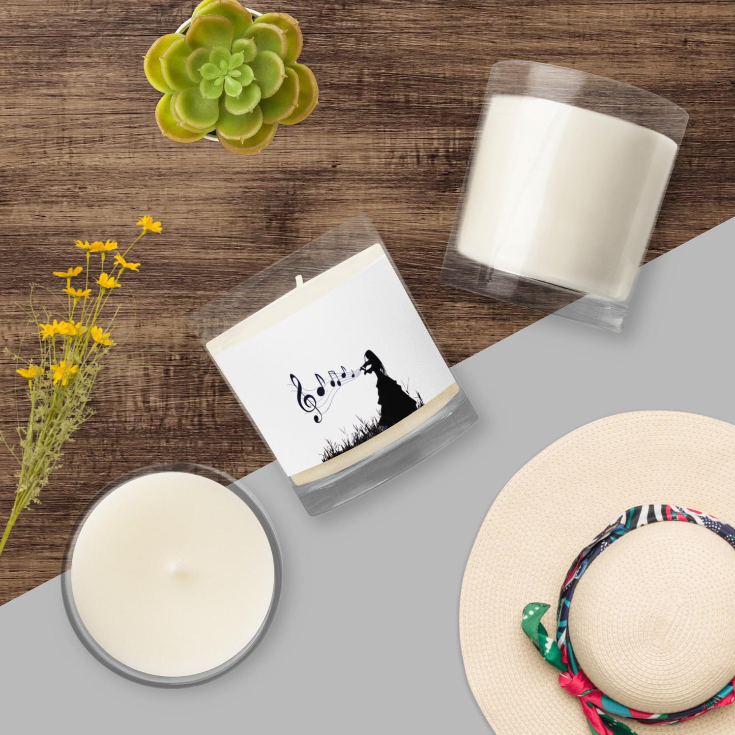 Glass jar soy wax candle